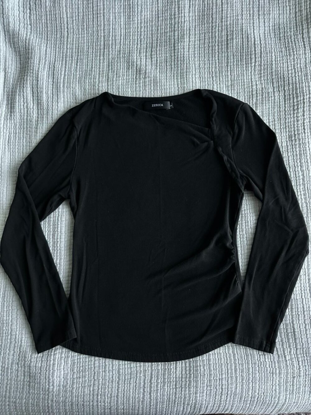 Zesica black long sleeve stop with ruching